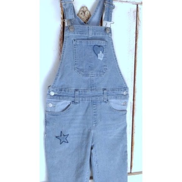 Kids blue jean denim bib overalls - 6x - Picture 3 of 5